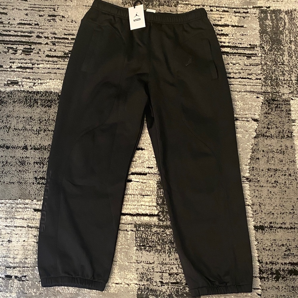 New Men’s Air Jordan x Supreme Tricot Track Pants Black Medium